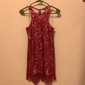 Express Red Lace Floral Sheath Dress